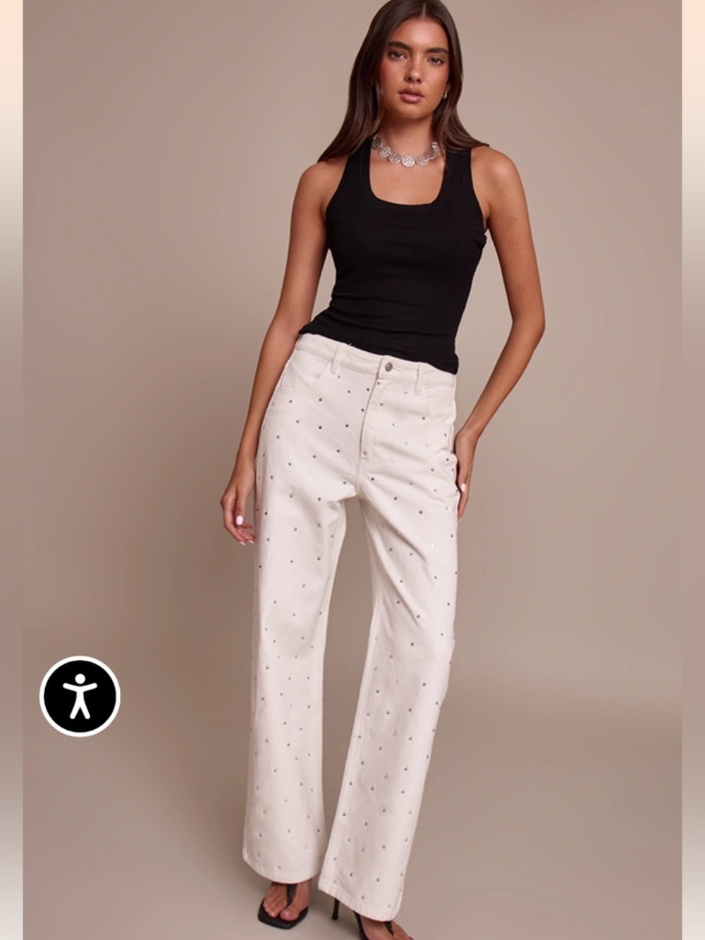 NWT PrettyLittleThing White High Waist Hotfix Straight Leg Denim Jeans